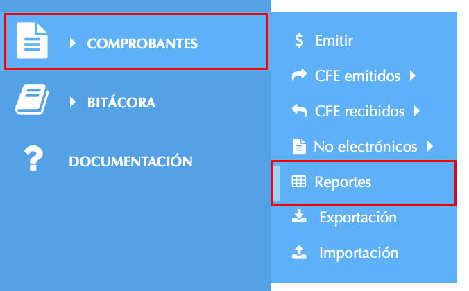 Imagen 1: Acceso a la sección Reportes de UCFE