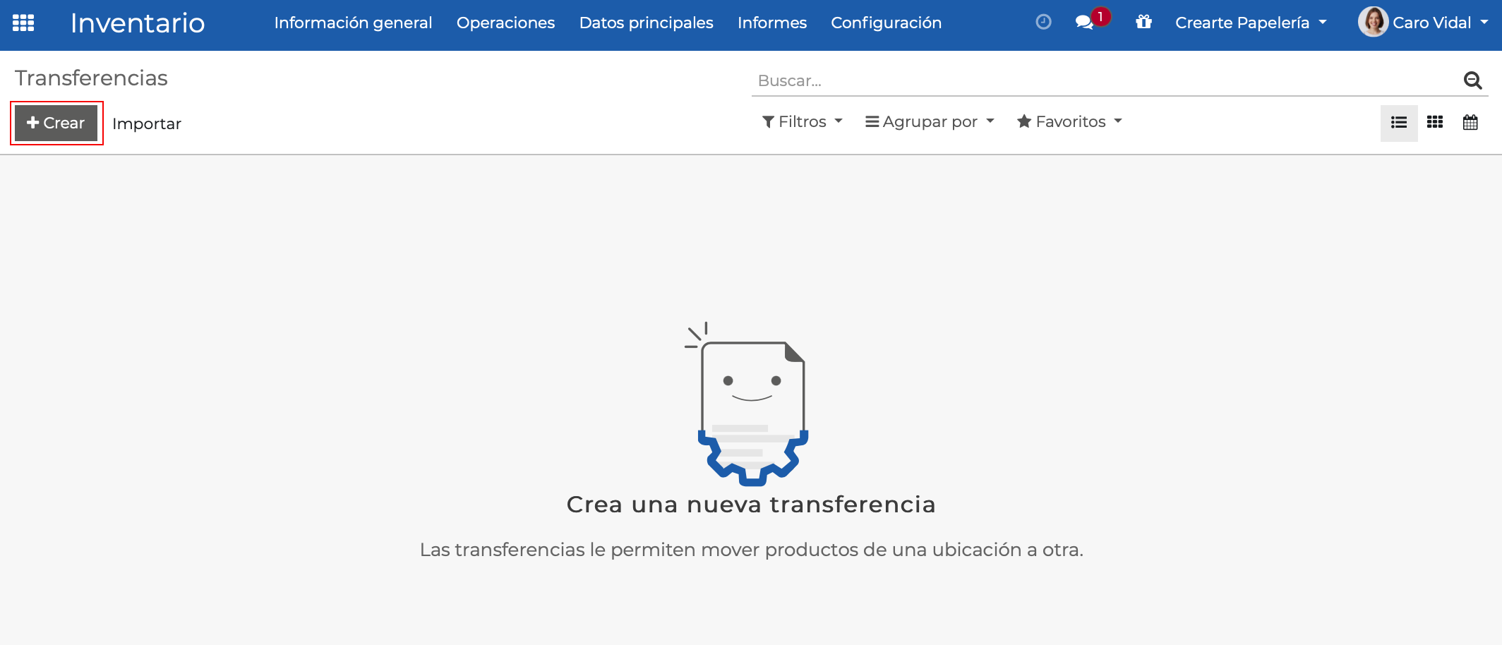 Imagen 3: Crear transferencia interna