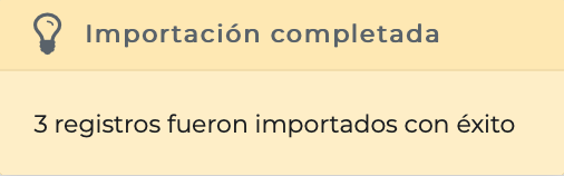 Imagen 13: Mensaje de éxito al importar el fichero Imagen 13: Mensaje de éxito al importar el fichero