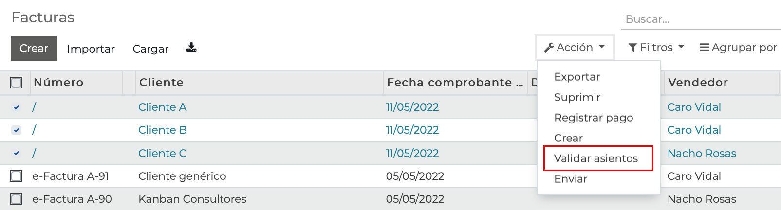 Imagen 15: Validar asientos Imagen 15: Validar asientos